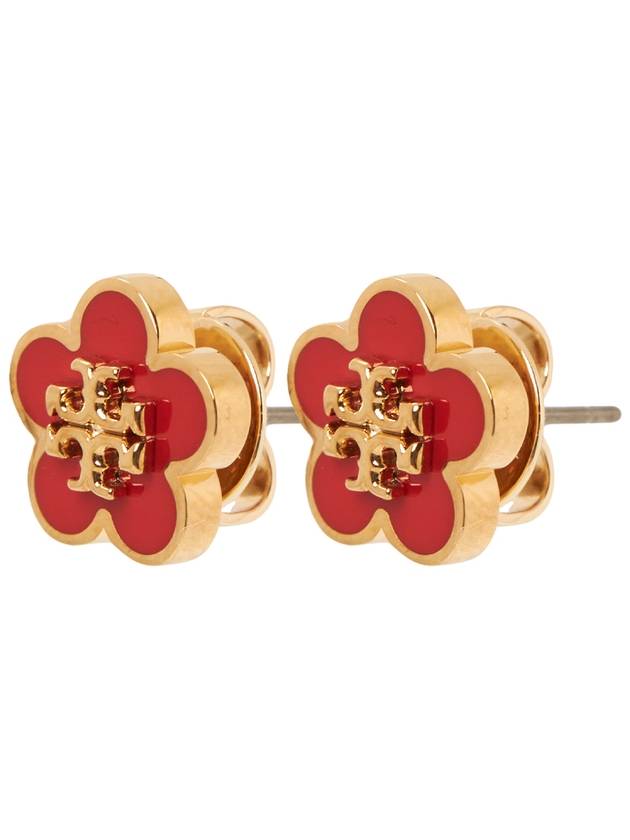 Kira Flower Stud Earrings Red Gold - TORY BURCH - BALAAN 3