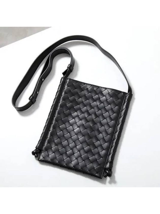 Intrecciato Flat Loop Small Cross Bag Black - BOTTEGA VENETA - BALAAN 2