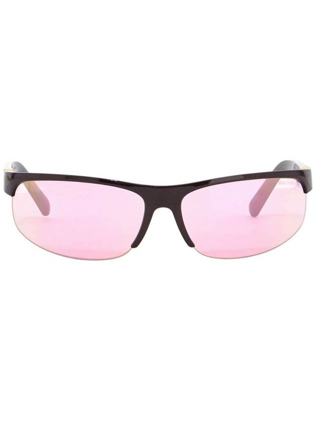 wraparound sunglasses dark brown metallic pink lenses 2025 - MIU MIU - BALAAN 1