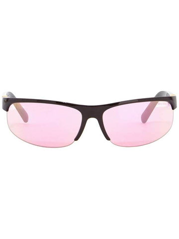 wraparound sunglasses dark brown metallic pink lenses 2025 - MIU MIU - BALAAN 1