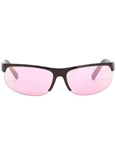 wraparound sunglasses dark brown metallic pink lenses 2025 - MIU MIU - BALAAN 1