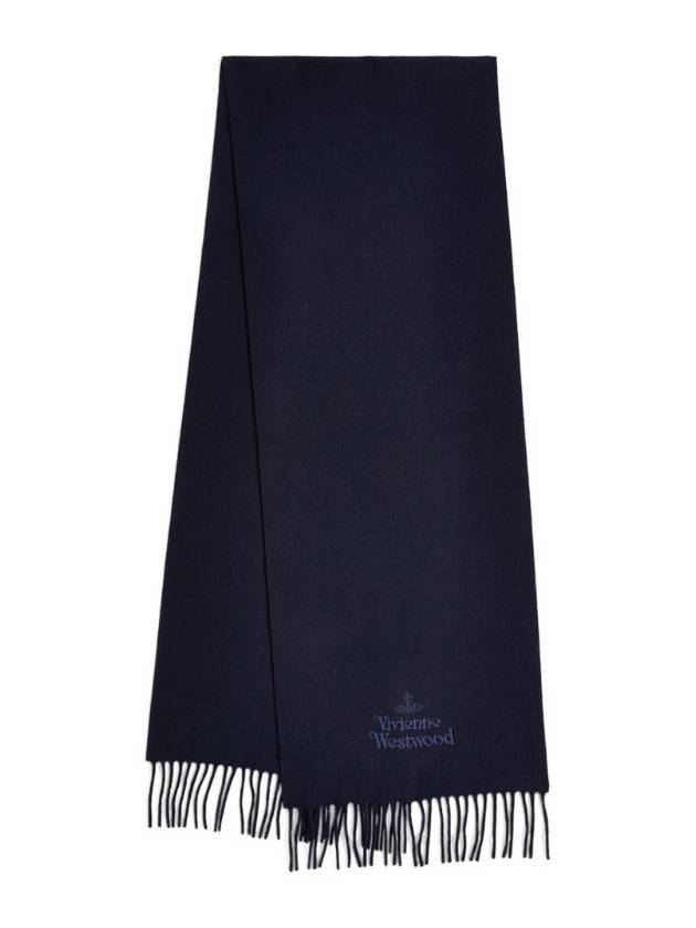 Embroidered Logo Wool Muffler Navy - VIVIENNE WESTWOOD - BALAAN 1