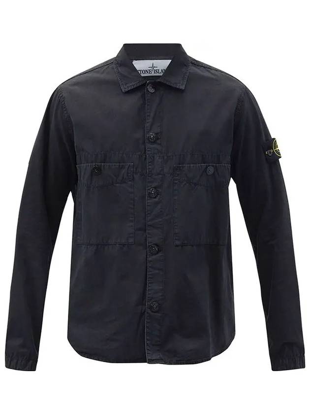 Men's Wappen Two Pocket Overfit Long Sleeve Shirt Black - STONE ISLAND - BALAAN 2