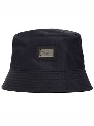 Branded Plate Nylon Bucket Hat Black - DOLCE&GABBANA - BALAAN 1