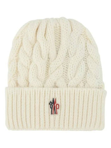 Grenoble Ivory Wool Beanie 3B000 09 M1172 - MONCLER - BALAAN 1