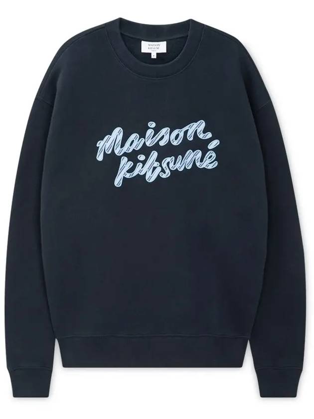 Men s Logo Navy Sweatshirt NM00310KM0307 NA - MAISON KITSUNE - BALAAN 3