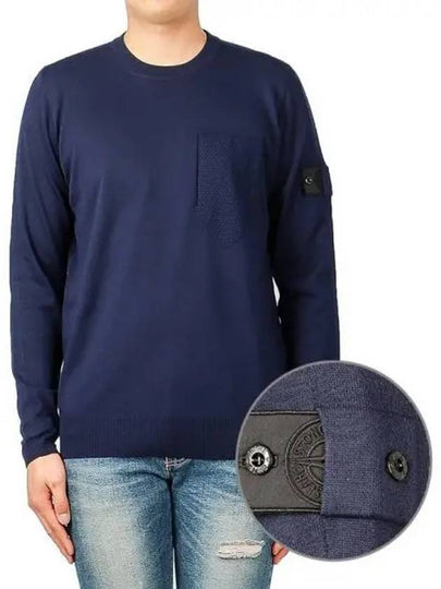 Shadow Project Pocket Crew Neck Knit Top Navy - STONE ISLAND - BALAAN 2