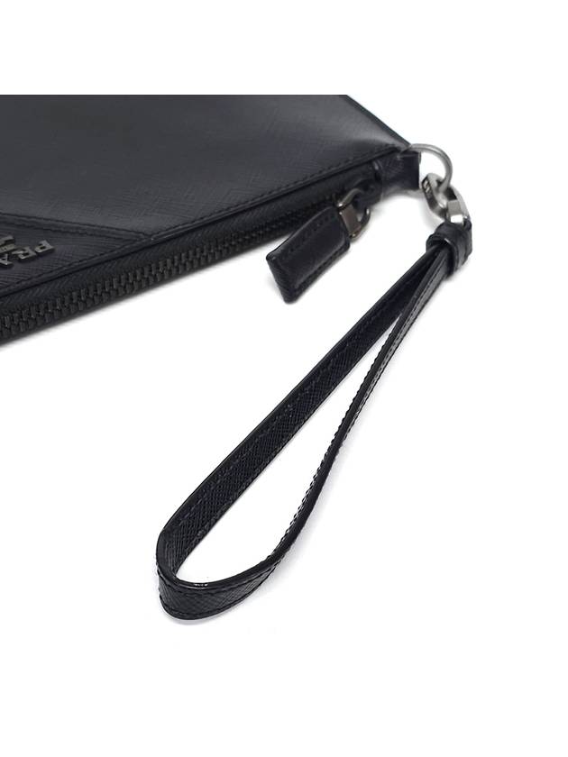 2NH05V Dark Metal Saffiano Clutch Bag Pouch - PRADA - BALAAN 6