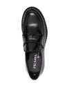 Chocolate Brushed Leather Loafers Black - PRADA - BALAAN 3