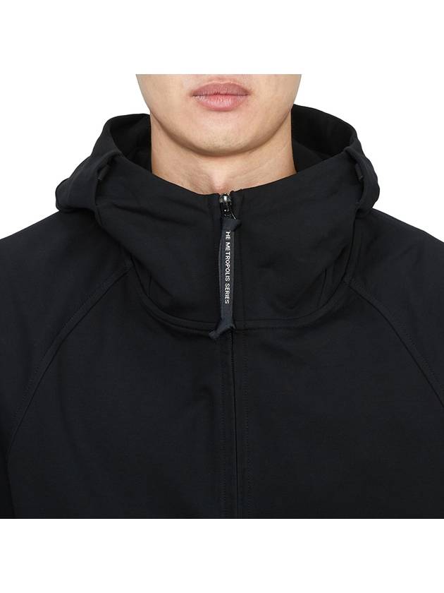 Stretch fleece mixed hooded zip up - CP COMPANY - BALAAN 7