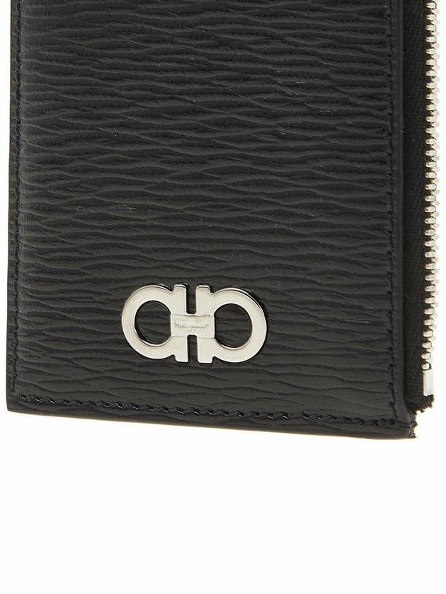 Gancini Zipper Card Wallet Black - SALVATORE FERRAGAMO - BALAAN 7