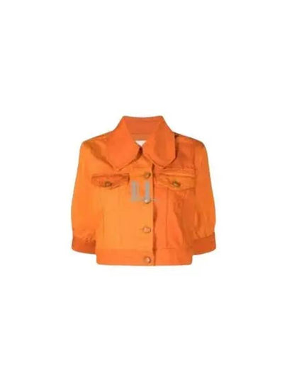 Women's Cotton Crop Denim Jacket Orange - GANNI - BALAAN 2