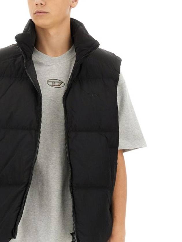 W Raveel SL Wrinkled Nylon Down Vest Black - DIESEL - BALAAN 5