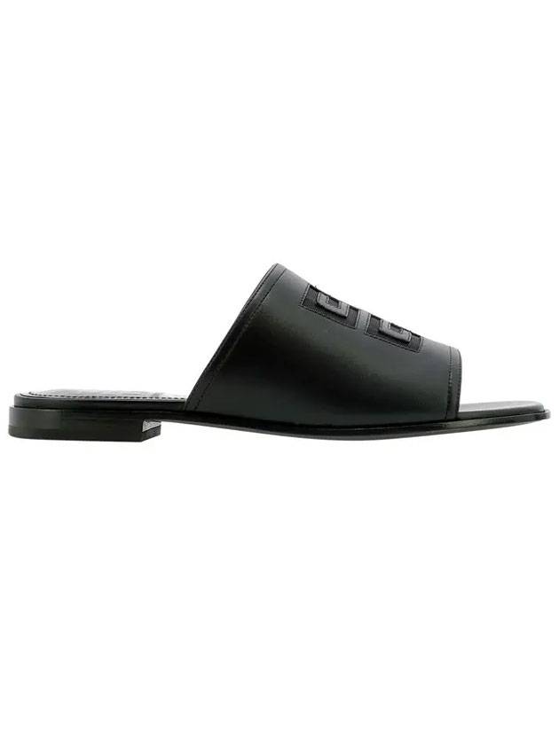 Women's 4G Logo Leather Flat Mule Black - GIVENCHY - BALAAN.