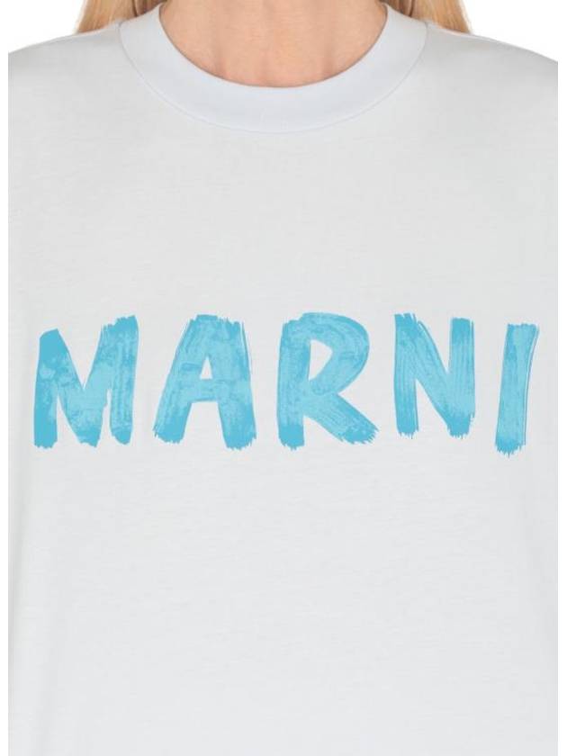 Logo Lettering Boxy Fit Short Sleeve T-Shirt White - MARNI - BALAAN 6