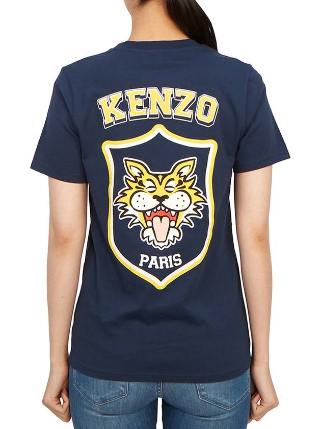 Kids Logo Print Short Sleeve T-Shirt Navy - KENZO - BALAAN 3