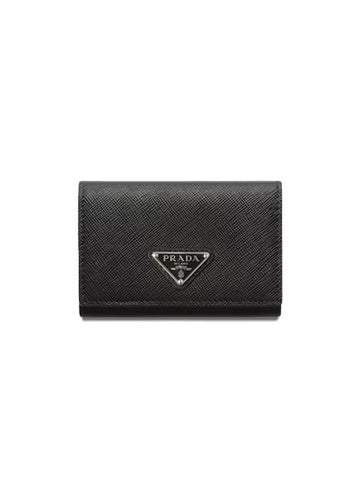 Saffiano Leather Card Wallet Black - PRADA - BALAAN 1