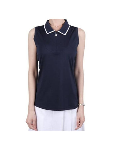 Women's Annika Sleeveless PK Shirt Navy - J.LINDEBERG - BALAAN 1