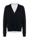 Stitched V-Neck Lining Cardigan Black - MAISON MARGIELA - BALAAN 1