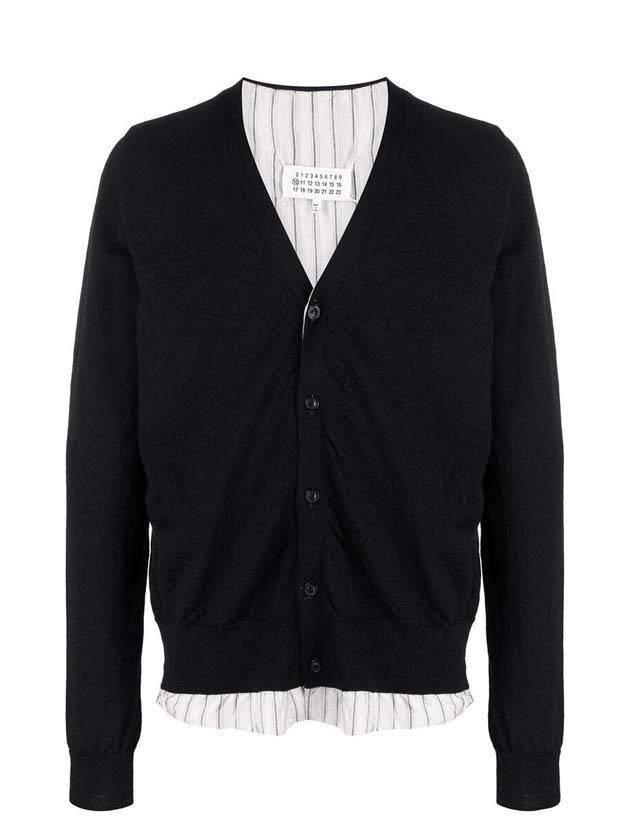 Stitched V-Neck Lining Cardigan Black - MAISON MARGIELA - BALAAN 1