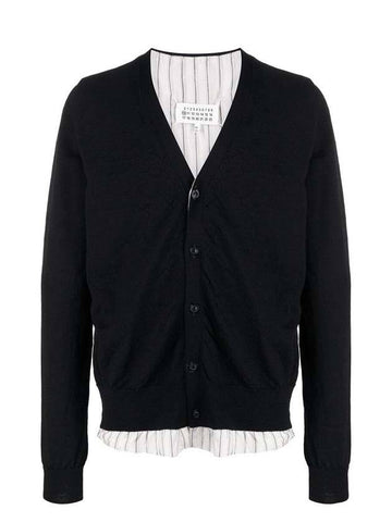 Stitched V-Neck Lining Cardigan Black - MAISON MARGIELA - BALAAN 1