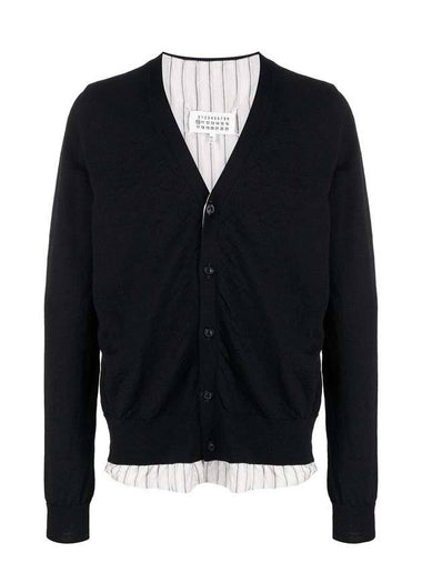 Stitched V-Neck Lining Cardigan Black - MAISON MARGIELA - BALAAN 1