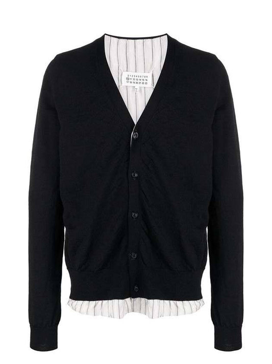 Stitched V-Neck Lining Cardigan Black - MAISON MARGIELA - BALAAN 1