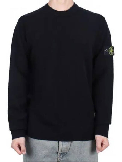 Compass Badge Crewneck Virgin Wool Knit Top Black - STONE ISLAND - BALAAN 2