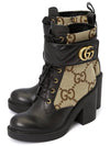 Women's Double G Canvas Middle Boots Camel - GUCCI - BALAAN 2