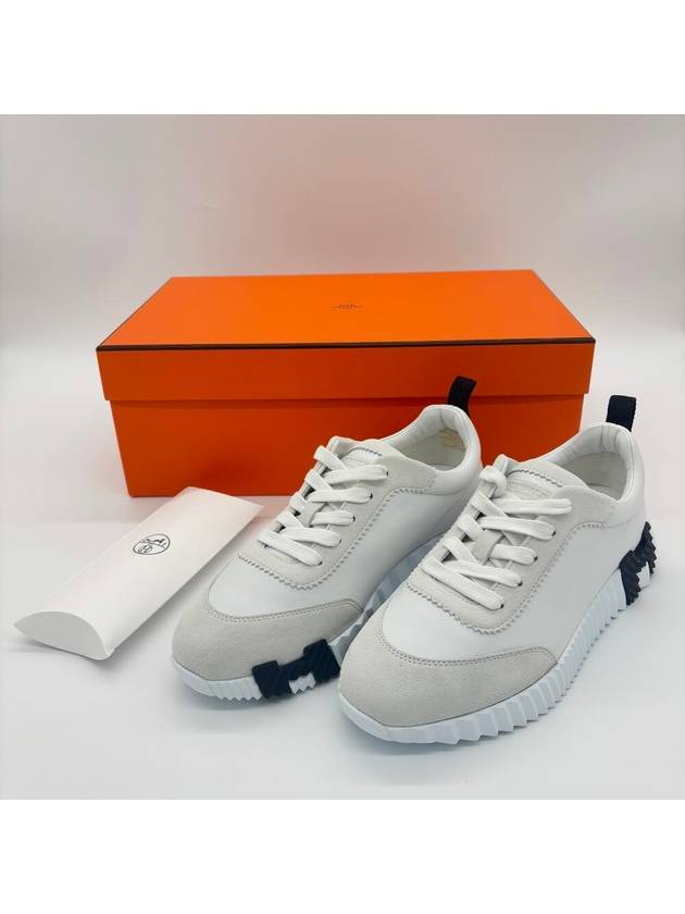 Bouncing Leather Low Top Sneakers Blanc - HERMES - BALAAN 9