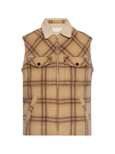 Kiran Check Mustang Vest Camel - ISABEL MARANT - BALAAN 2