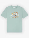 Surfing Foxes Logo Print Short Sleeve T-Shirt Sky Blue - MAISON KITSUNE - BALAAN 2