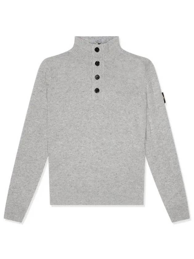 Wappen Patch Half Button Lambswool Knit Top Grey - STONE ISLAND - BALAAN 2