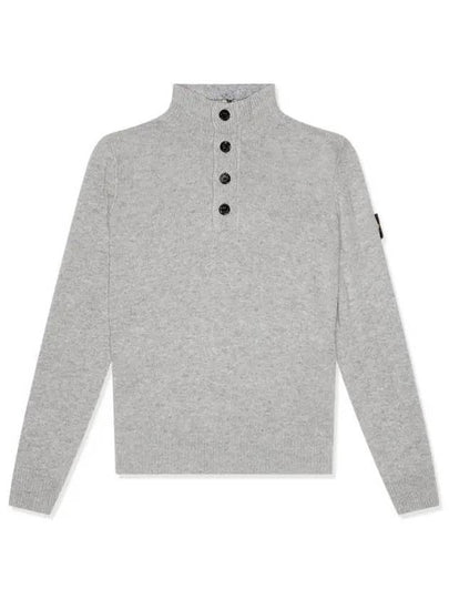 Wappen Patch Half Button Lambswool Knit Top Grey - STONE ISLAND - BALAAN 2