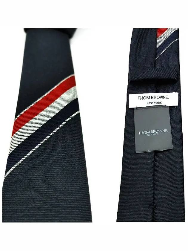 Three-Line Engineer Stripe Wool  Neck Tie Navy - THOM BROWNE - BALAAN 5