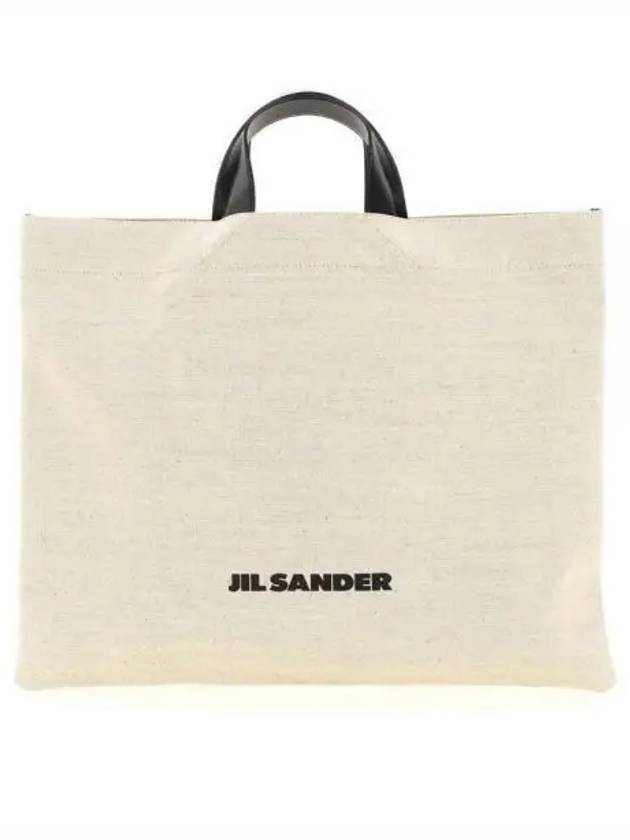 Book Logo Print Cotton Tote Bag Ivory - JIL SANDER - BALAAN 2