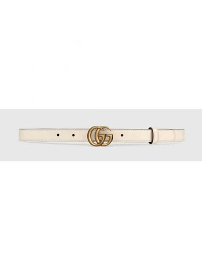 GG Marmont Double Buckle Thin Belt White - GUCCI - BALAAN 2