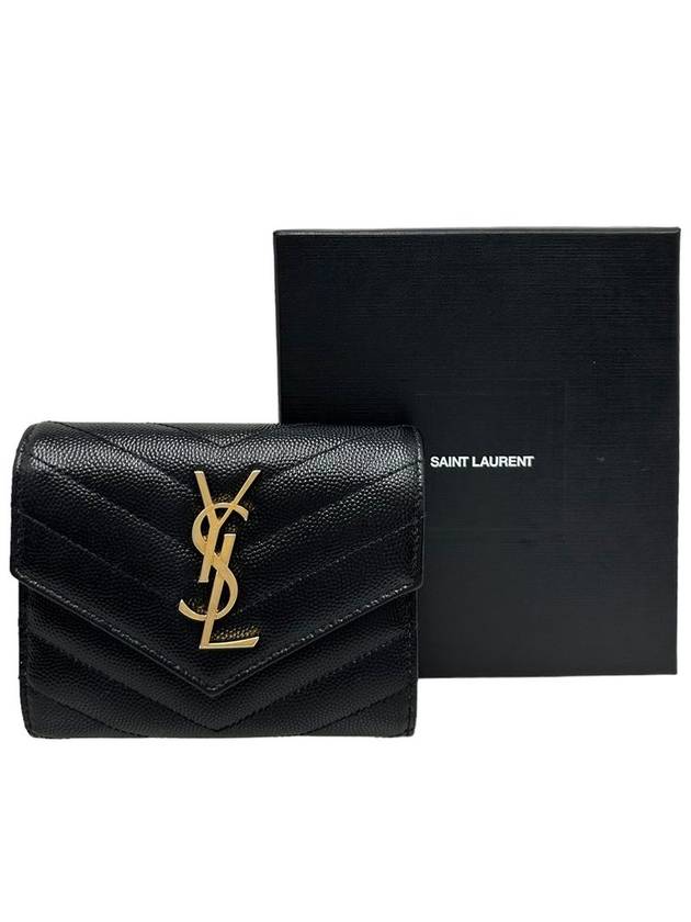 Women s 403943 Monogram Black Compact Gold Ring Wallet - SAINT LAURENT - BALAAN 11