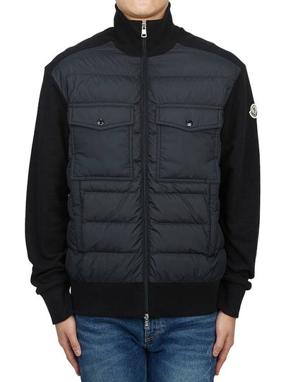 Logo Knit Padded Cardigan Black - MONCLER - BALAAN 2