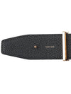 Gold Soft Grain Leather T Icon Belt Brown Black - TOM FORD - BALAAN 7