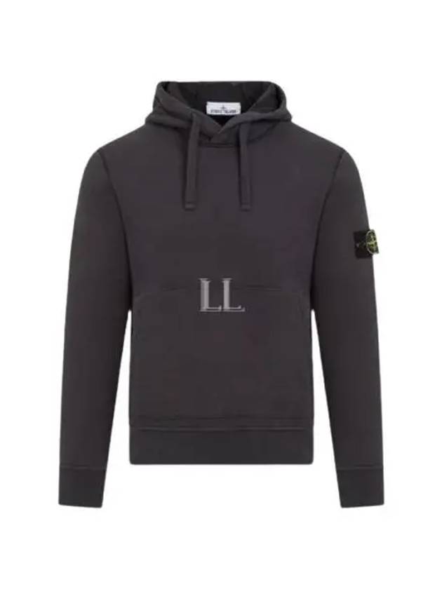 Logo Patch Drawstring Hoodie Charcoal - STONE ISLAND - BALAAN 2