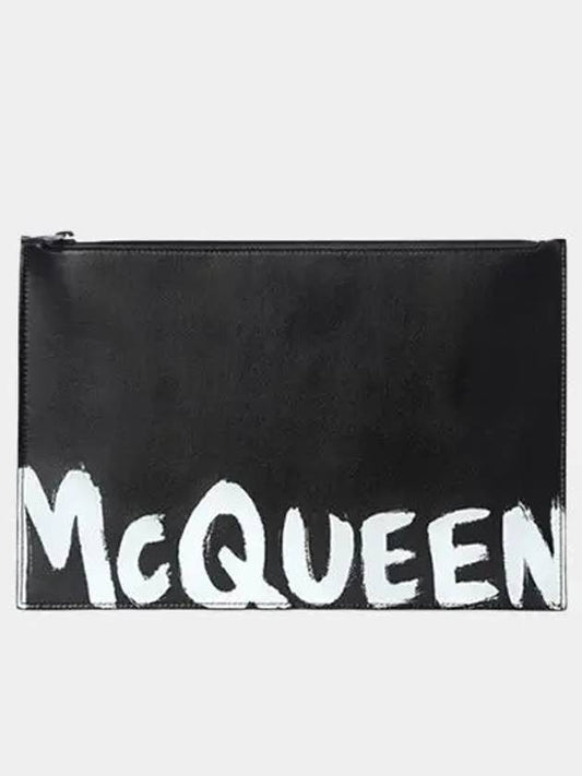 Men s Clutch Bag Alexander McQueen Leather With Logo Black - ALEXANDER MCQUEEN - BALAAN 2