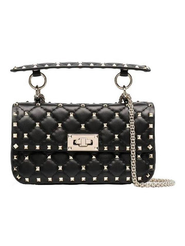 Small Nappa Rockstud Spike Shoulder Bag Black - VALENTINO - BALAAN 1