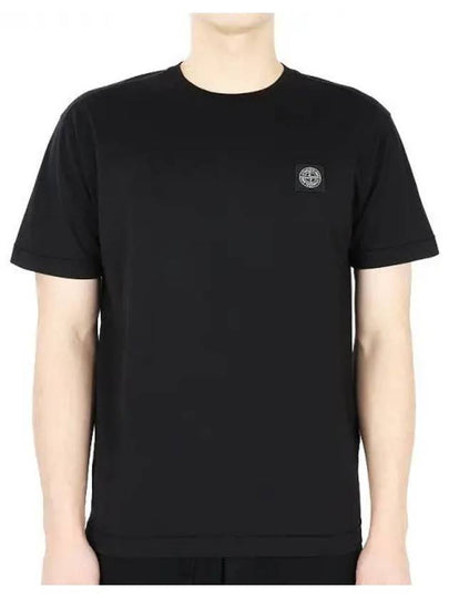 Logo Patch Cotton Short Sleeve T-Shirt Black - STONE ISLAND - BALAAN 2