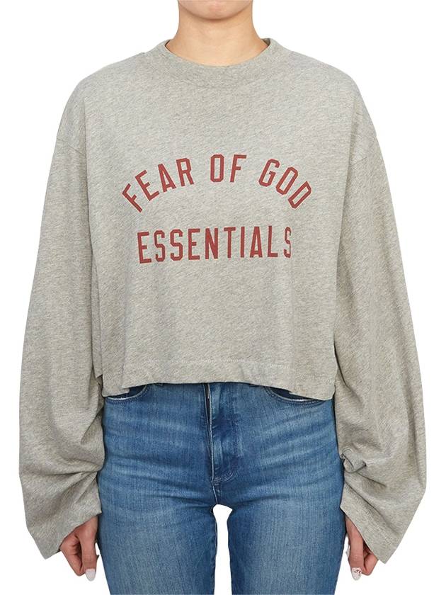 Cropped Long Sleeve T-Shirt Dark Heathe - FEAR OF GOD - BALAAN 2