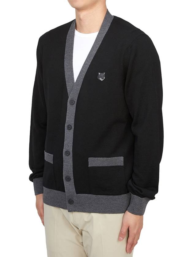 Bold Fox Head Patch Two-Tone Cardigan Black - MAISON KITSUNE - BALAAN 3