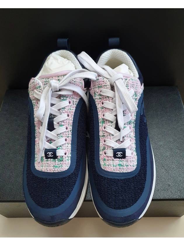 Tweed Sneakers Sneakers Sports Runner Sneakers Navy Pink G34360 - CHANEL - BALAAN 2