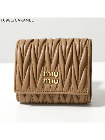 Matelasse Logo Nappa Leather Half Wallet Caramel - MIU MIU - BALAAN 2