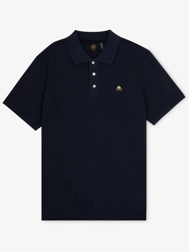 Men's Logo Patch Short Sleeve Polo Shirt Navy - MOOSE KNUCKLES - BALAAN 3