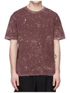 Men's Off Tie Dye Logo Short Sleeve T-Shirt Burgundy - STONE ISLAND - BALAAN 3